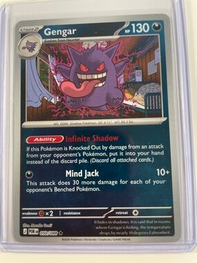 Pokemon Gengar Trading Card - Purple, Red, Pink, Blue